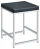 Vanity Stool with Leatherette Seat and Tubular Frame, Black