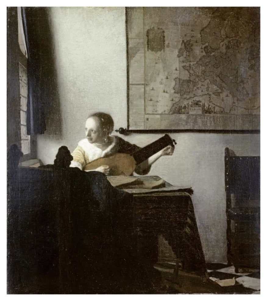 "The Lute Player" Digital Paper Print by Johannes Vermeer, 34"x38"