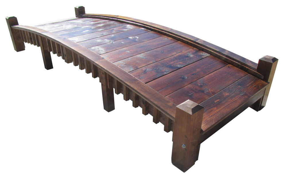 12 ft Commercial Grade Wood Garden Bridge With Low Rails