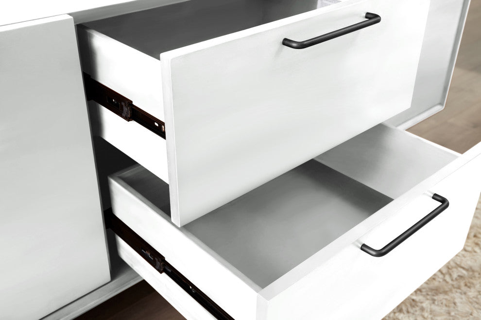 Mid-Century Modern 3-Section Sideboard, White