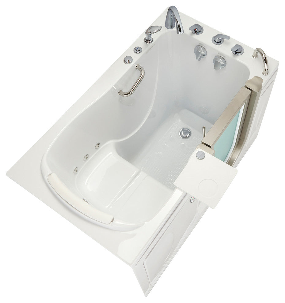 Ella Royal 32"x52" Acrylic Massage Walk-In Bathtub Inward Swing Door, Dual Drain