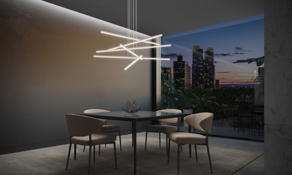 Sonneman 2766 Stix 40"W 6 Arm LED Chandelier - Satin Black