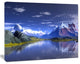 3D Rendered Mountains and Lake, Landscape Canvas Art Print, 20"x12"