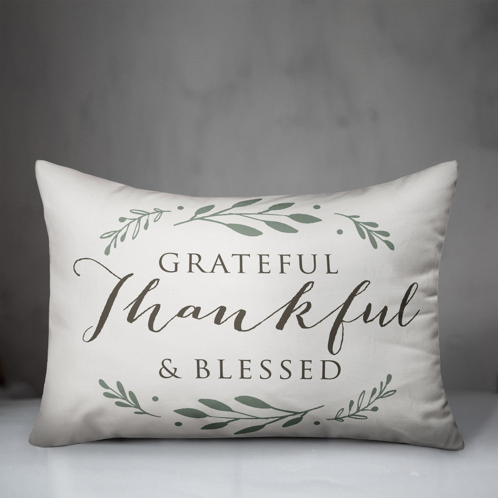 Grateful Thankful & Blessed Throw Pillow