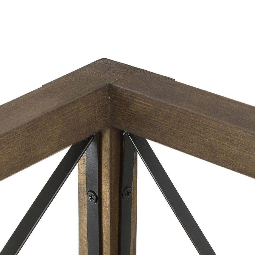 LNC 5-Light Farmhouse Rectangular Wood and Metal Kitchen Island Lighting