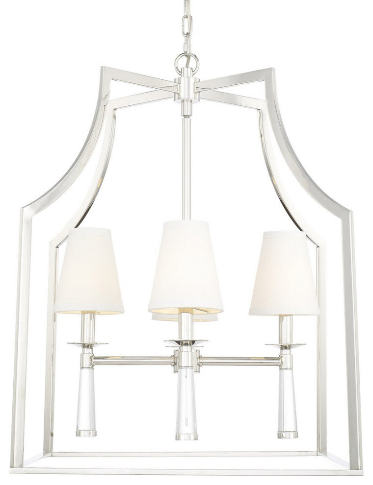 Baxter 4-Light 30" Transitional Chandelier, Polished Nickel