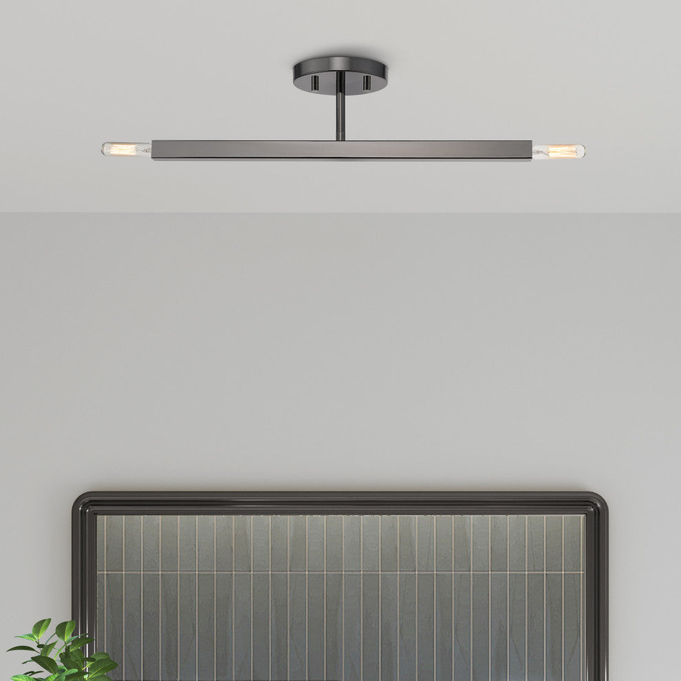 Livex Lighting Monaco 2-Light Black Chrome Semi-Flush