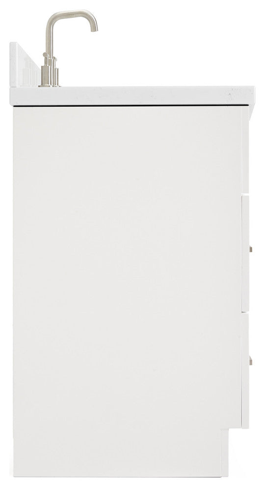 Ariel Hamlet 42" Single Right Oval Sink Bathroom Vanity, Carrara Quartz