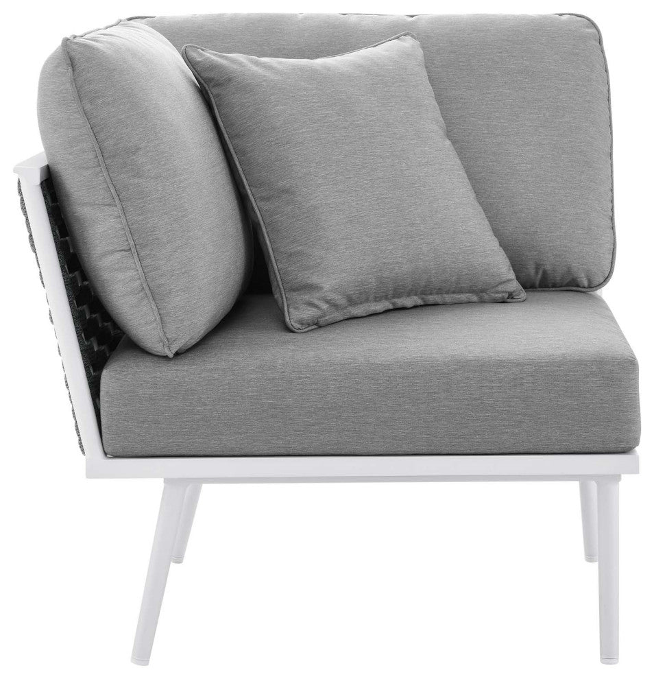 8 Piece Patio Aluminum Outdoor Patio Aluminum Sectional Sofa Set, White Gray