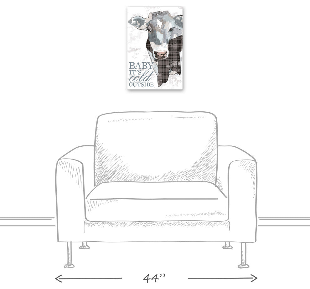 Plaid Scarfed Cow 12x18 Canvas Wall Art