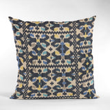Plutus Blue Morocco Damask Luxury Throw Pillow, 24"x24"
