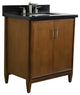 31" Single Sink Vanity, Walnut Finish With Black Galaxy Granite