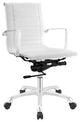 Modern Urban Contemporary Mid Back Office Chair, White Faux Leather