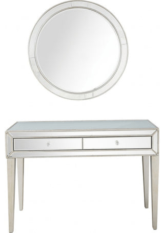 Silver Beaded Mirror and Console Table