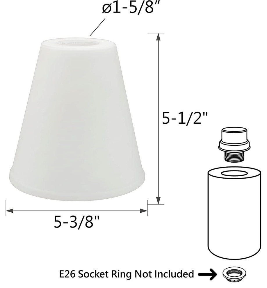 23619-3 Replacement Frosted Opal & White Inside Vanity Glass Shade,3 Pack.