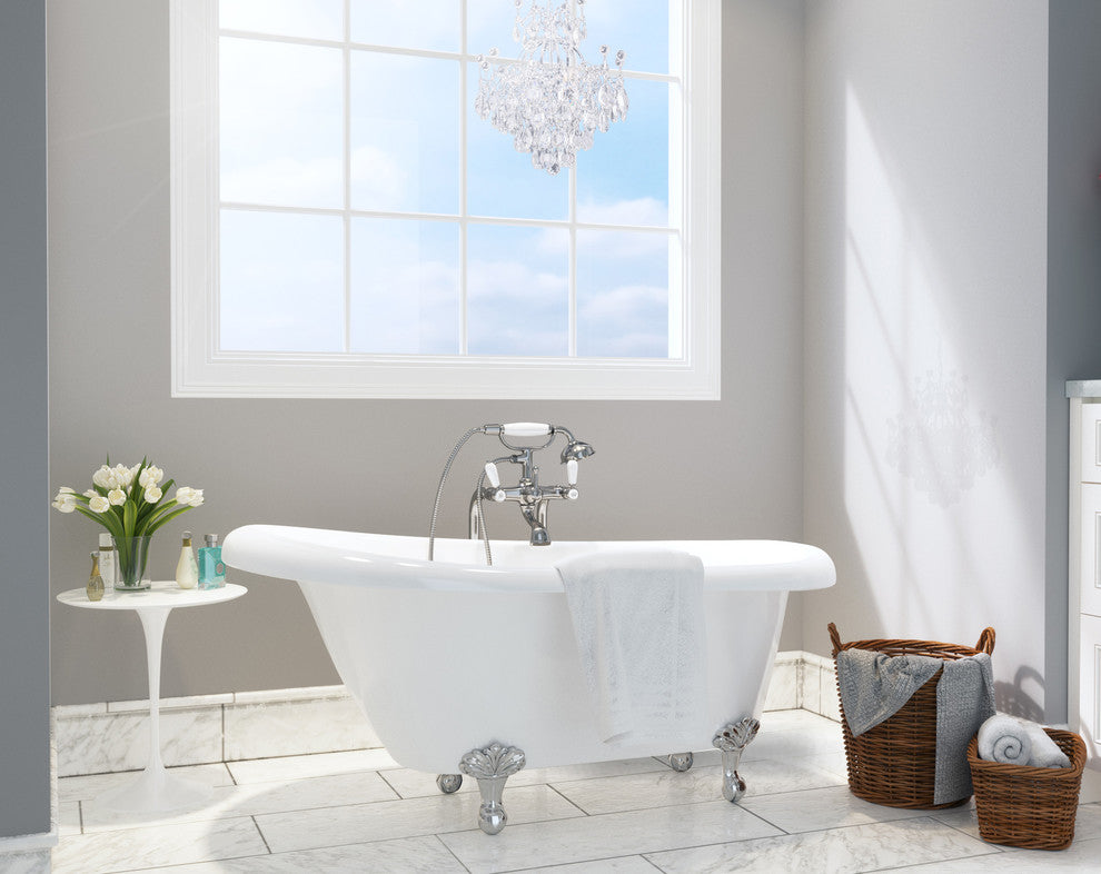 Ancona Classic Freestanding Floor Mount Clawfoot Tub Faucet with Hand Shower