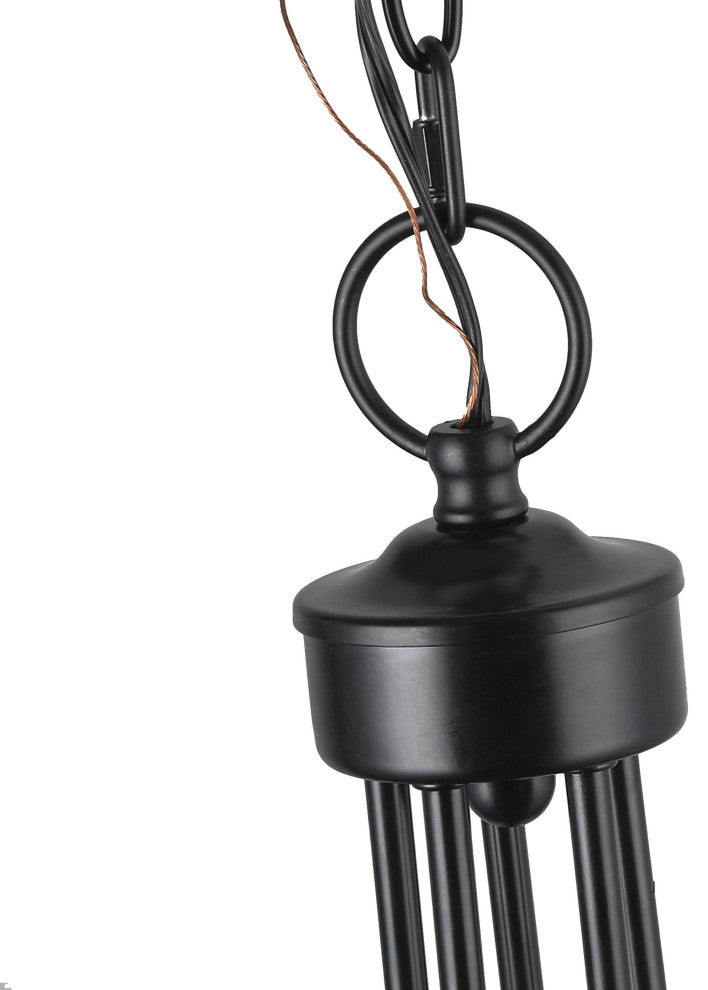 LNC 5-Light Modern Matte Metal Candle-Style Chandelier, Black