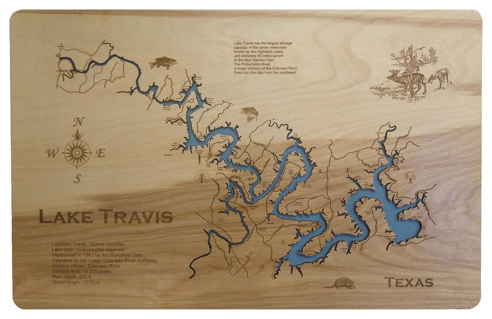 Lake Travis, Texas-Wood Lake Map, Medium Standout