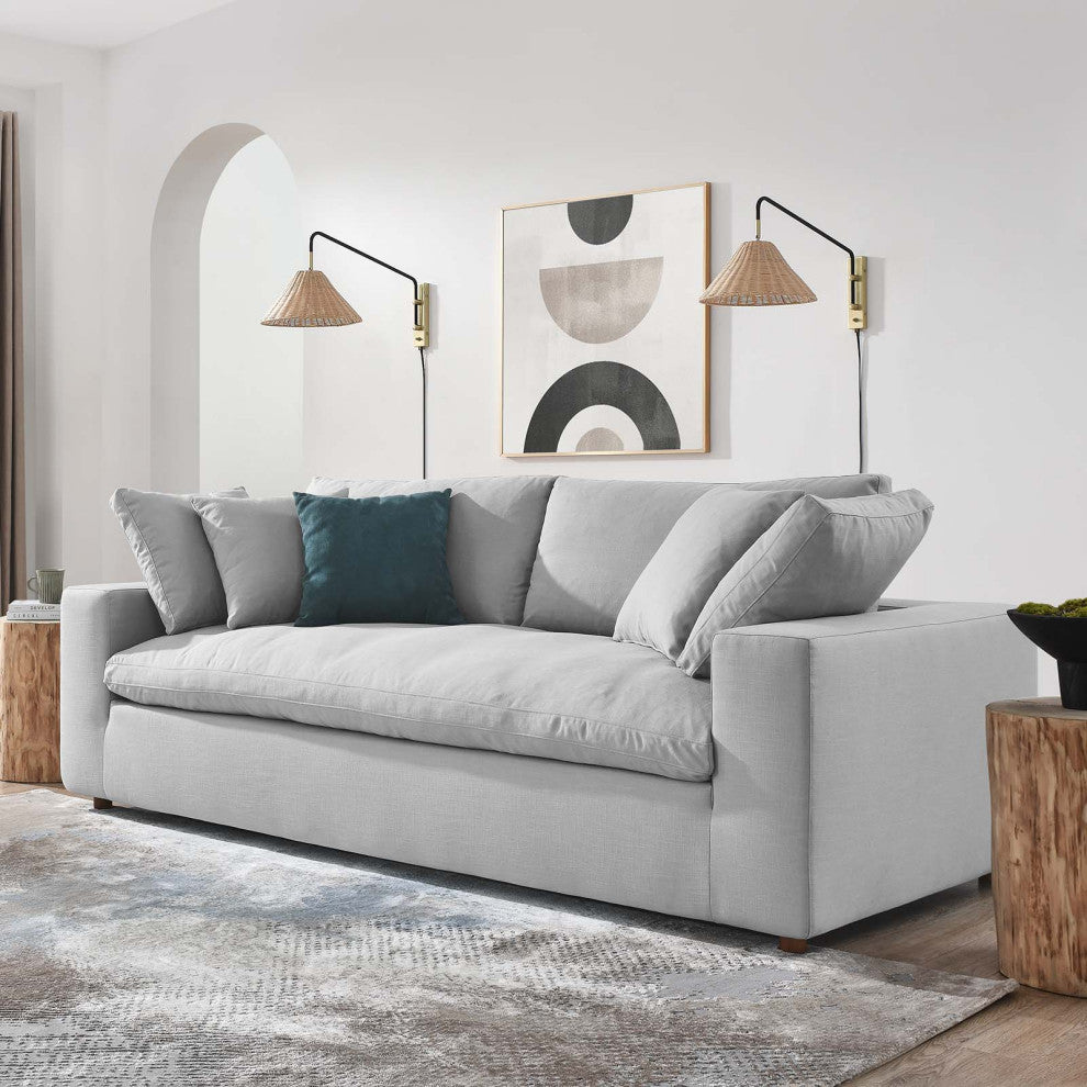 Commix Down Filled Overstuffed Sofa - Light Gray
