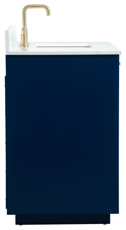 42" Single Bathroom Vanity, Blue, With Backsplash