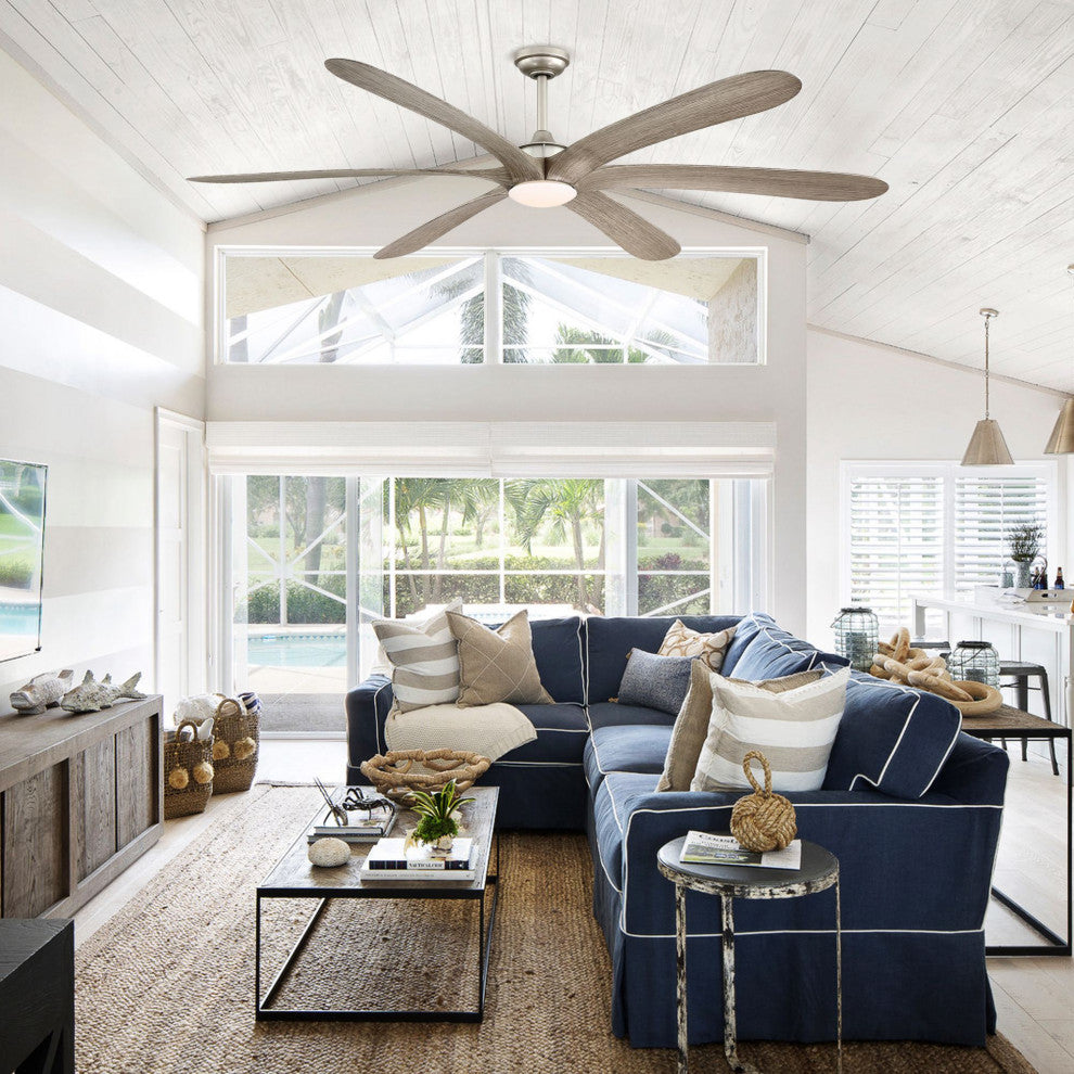 72 in Modern Ceiling Fan with LED and Remote Control in Painted Nickel
