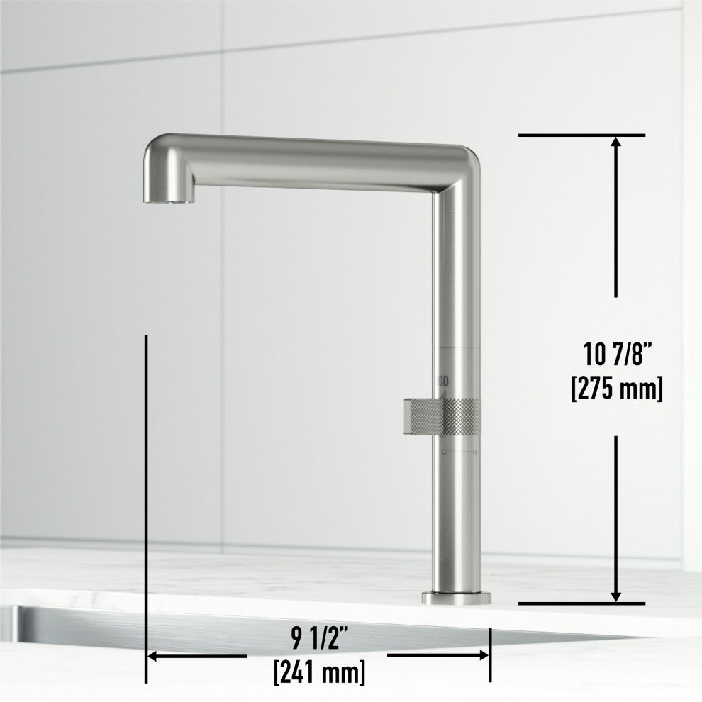 VIGO Jewel 11 in. H Single Handle Kitchen Bar Faucet, Stainless Steel