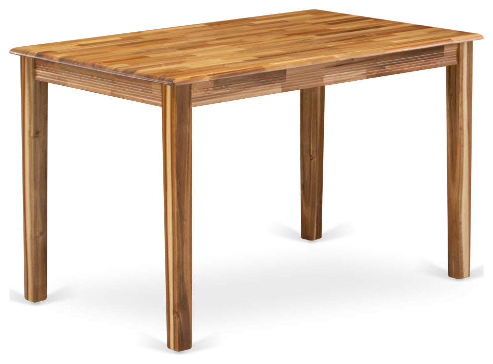 Wooden Dining Table Natural Top Surface, Asian Wood Table 4 Legs Natural Finish