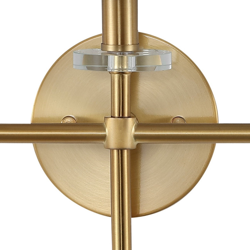 Olivia Modern Midcentury Iron LED Vanity, Brass Gold, 3-Light