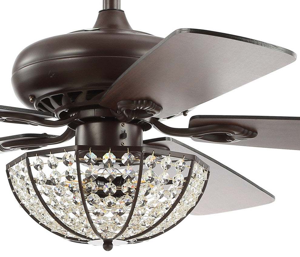 Joanna 52" 3-Light LED Ceiling Fan With Remote, Oil Rubbed Bronze