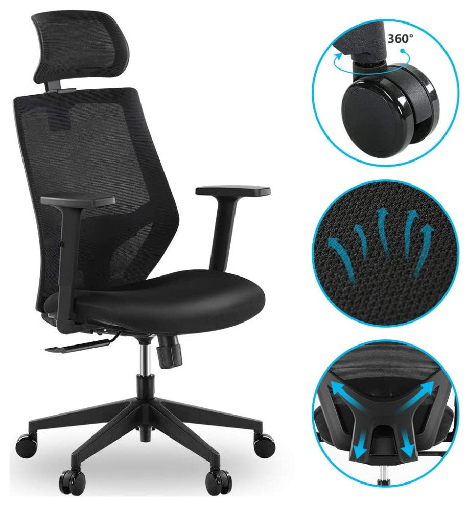 Modern Ergonomic Office Chair, Mesh  with Lumbar Support