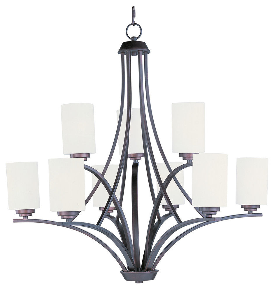 Deven 9-Light Chandelier, Oil Rubbed Bronze, Satin White Glass