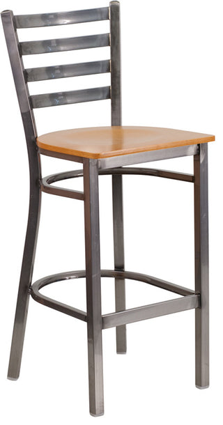 Clear Ladder Stool-Nat Seat