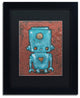 ''Wee-Bot-Blue'' Matted Framed Art, Black Frame, Black Matte, 14x11