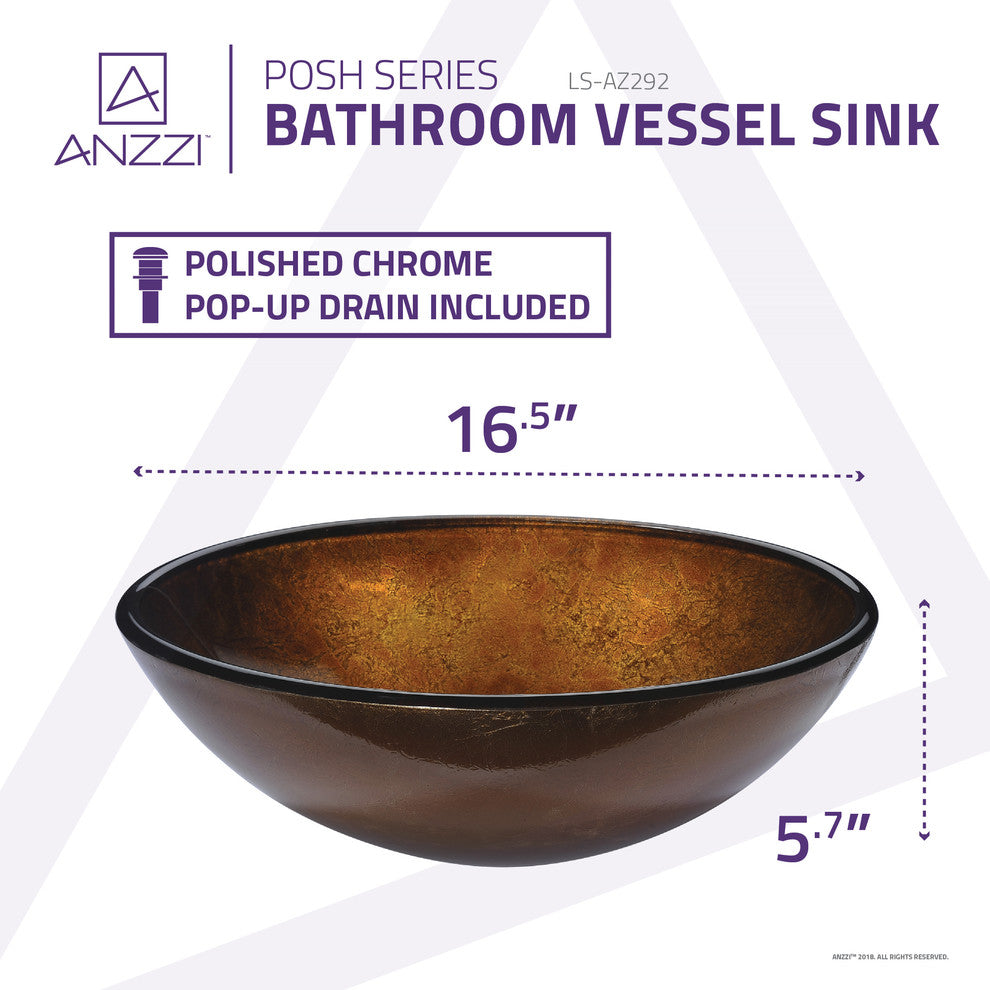 Posh Series Deco-Glass Vessel Sink, Amber Gold
