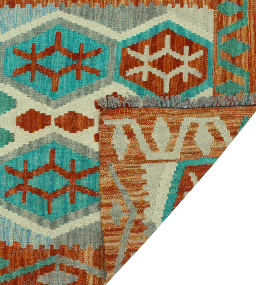 Sangat Kilim Ansley Rust/Green Runner, 2'9x8'9
