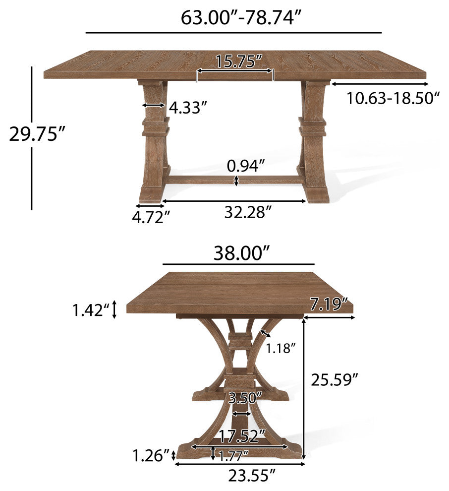 Luoma Rustic Wood Expandable Dining Table, Natural