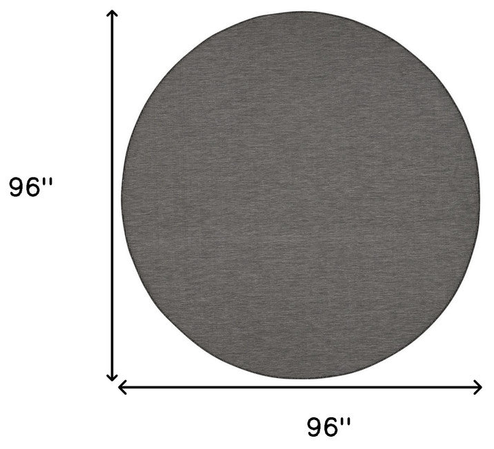 8' Charcoal Round Power Loom Area Rug