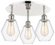 Cindyrella-3 Light 18" Flush Mount-Polished Nickel, Clear Glass Shade