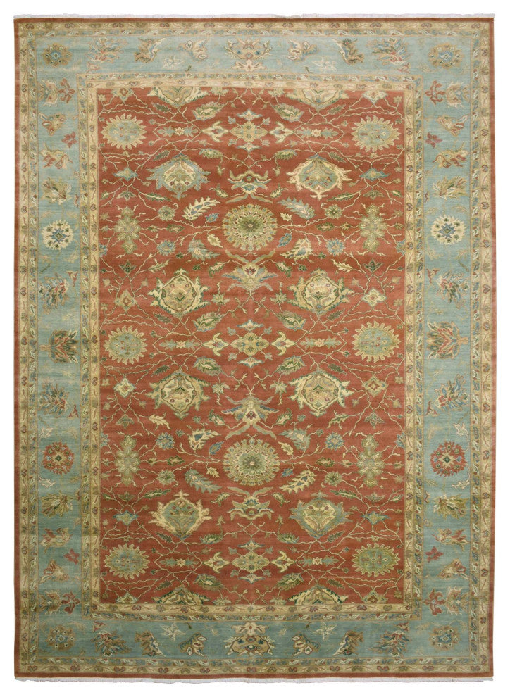 Red Antiqued Persian 250 KPSI 100% Wool Hand Knotted Oversized Rug, 9'10"x15'4"