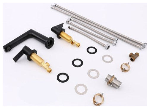 Modern 2-Handle Widespread Deck Mounted Bathroom Sink Faucet, Black