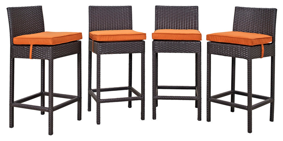 Espresso Orange Convene 4-Piece Outdoor Patio Pub Set