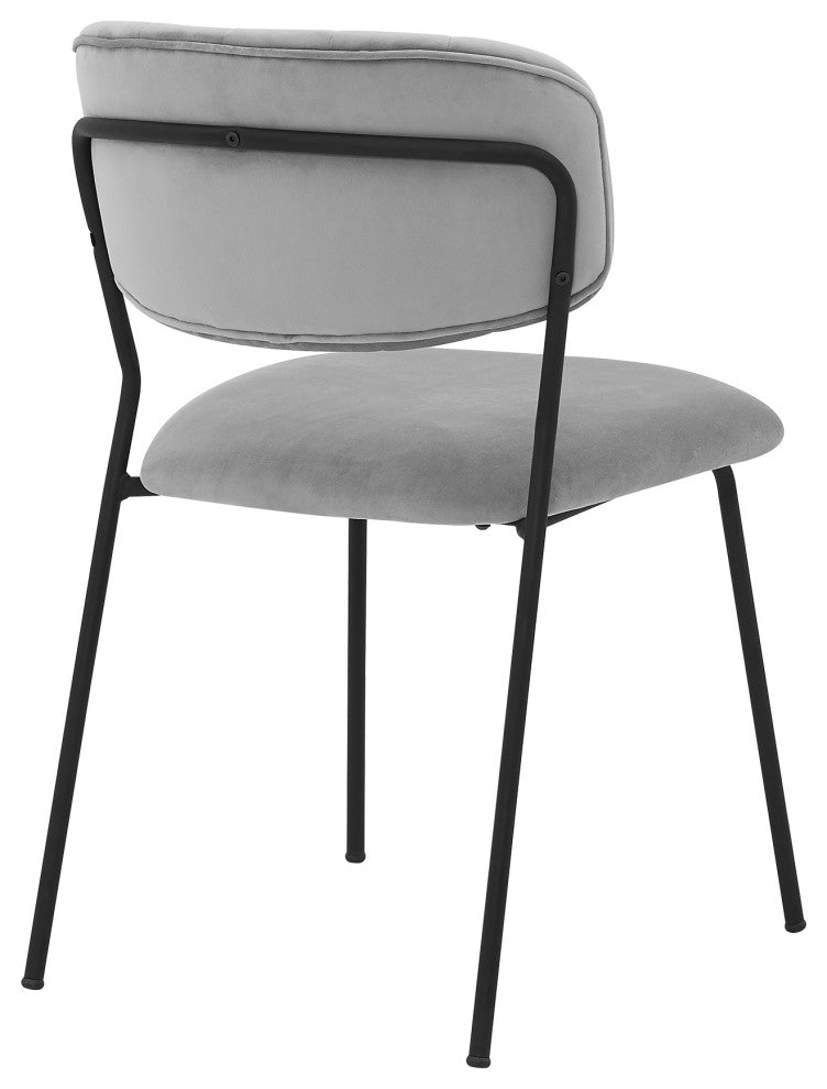 Carlo Gray Velvet and Metal Dining Room Chairs, Set of 2