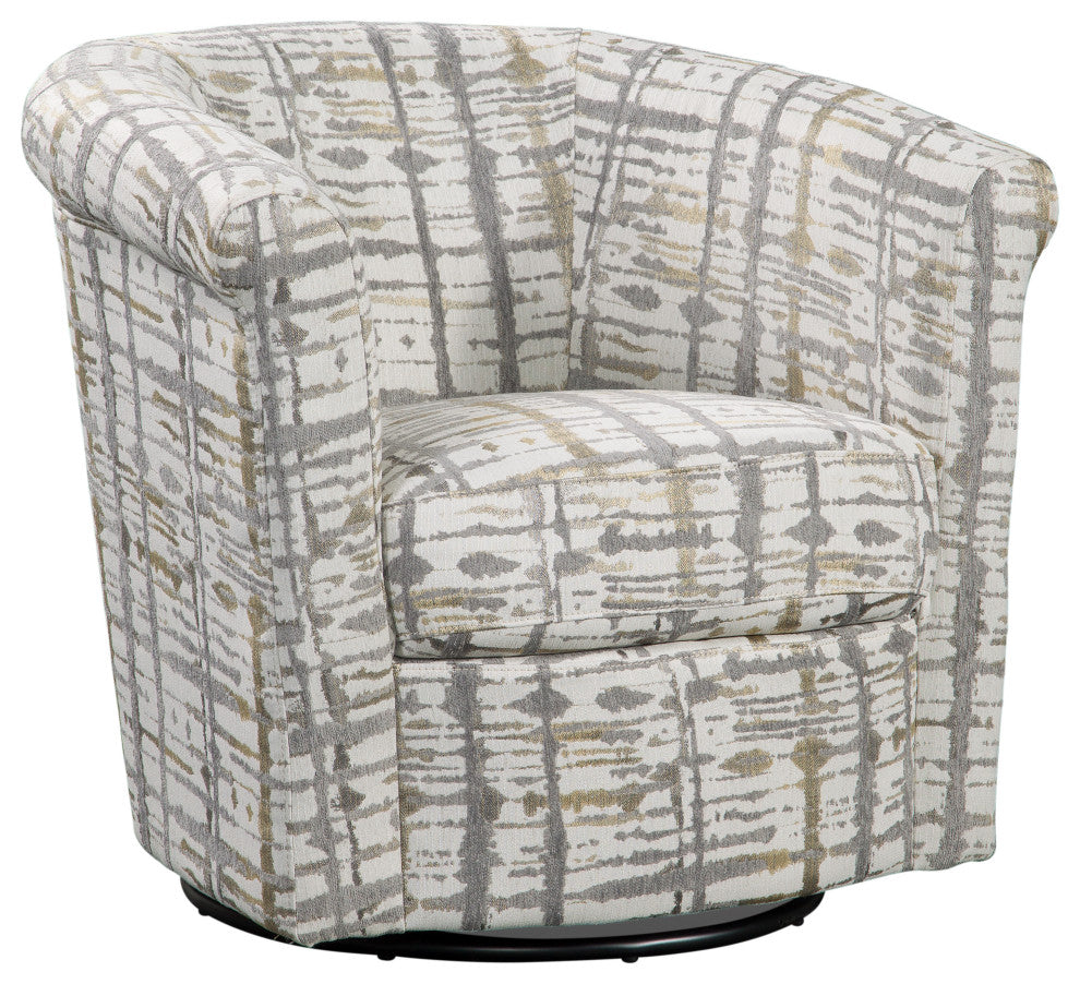Marvel 360 Swivel Barrel Chair by Grafton Home, Gold and Grey Splatter