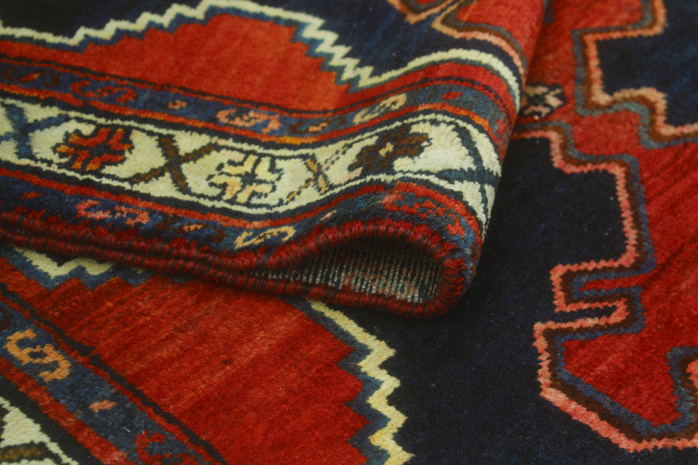 Fine Vintage Distressed Ruben Red/Navy Runner, 3'5 x 9'7