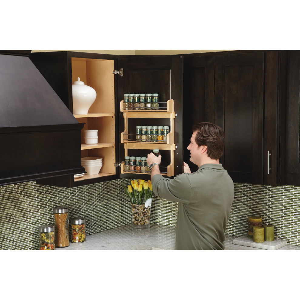 Wood Wall Cabinet Spice Rack Organizer, 16.5"