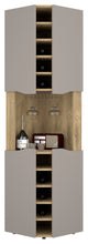DEPOT E-SHOP Mecca Corner Bar Cabinet, 4 Doors, 8 Shelves, Macadamia/Taupe