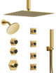 Themostatic Shower System 12" High-Pressure Dual Heads, Brushed Gold