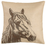 Burlap Horse Head Burlap Pillow, 22"x22"
