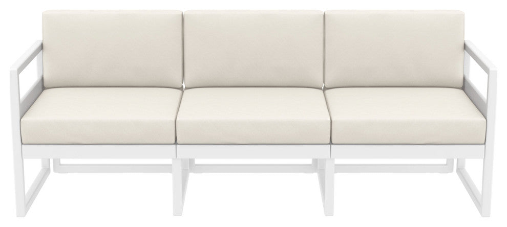 Mykonos Patio Sofa White With Acrylic Fabric Natural Cushion