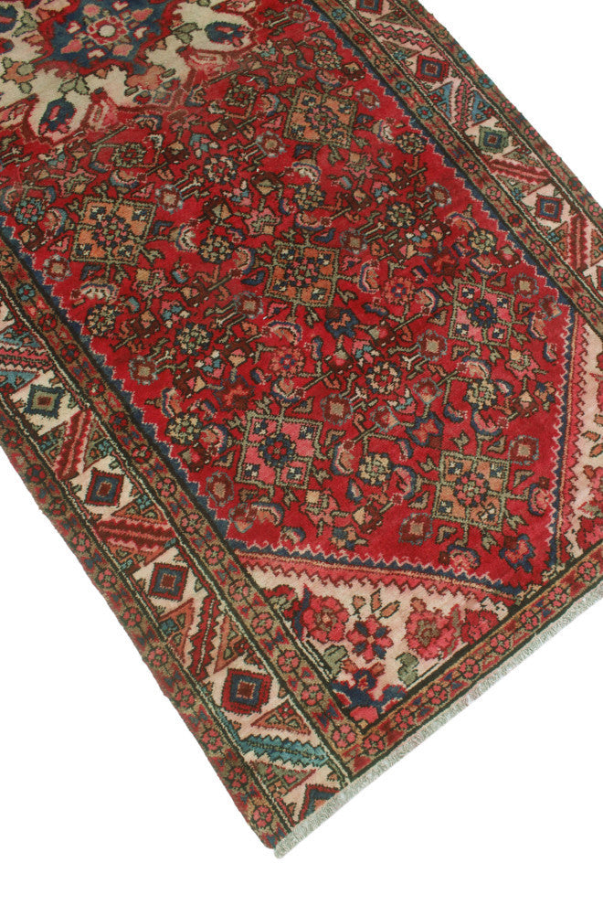 Fine Vintage Distressed Mark Red/Ivory Runner, 3'9x8'10